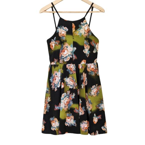 MODCLOTH MOON Green & Black Floral Dress Size Small - Picture 1 of 9